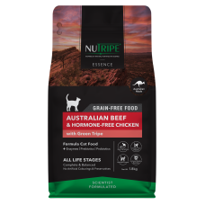 Nutripe Essence Australian Grain Free Beef & Hormone-Free Chicken with Green Tripe Dry Food 1.8kg